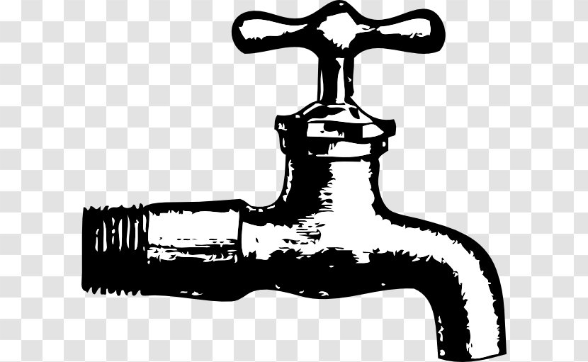Tap Water Sink Clip Art - Black And White - Faucet Cliparts Transparent PNG