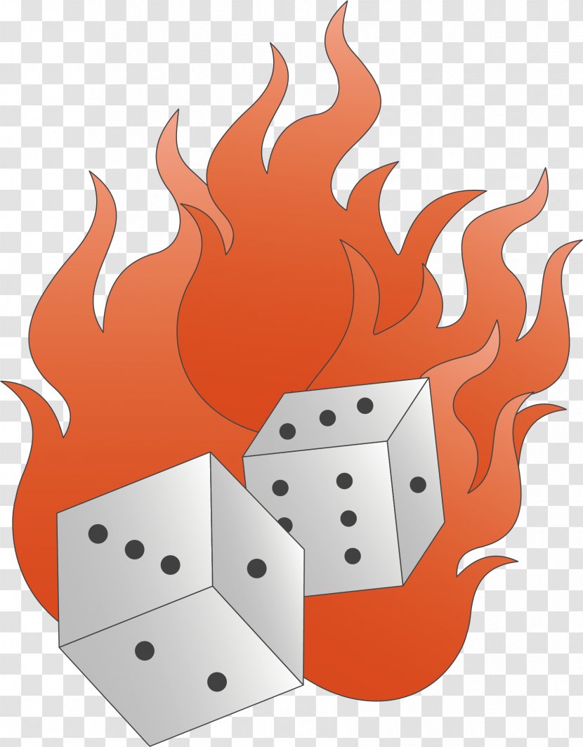 Dice Illustration - Game - Vector Hand-painted Flame Transparent PNG