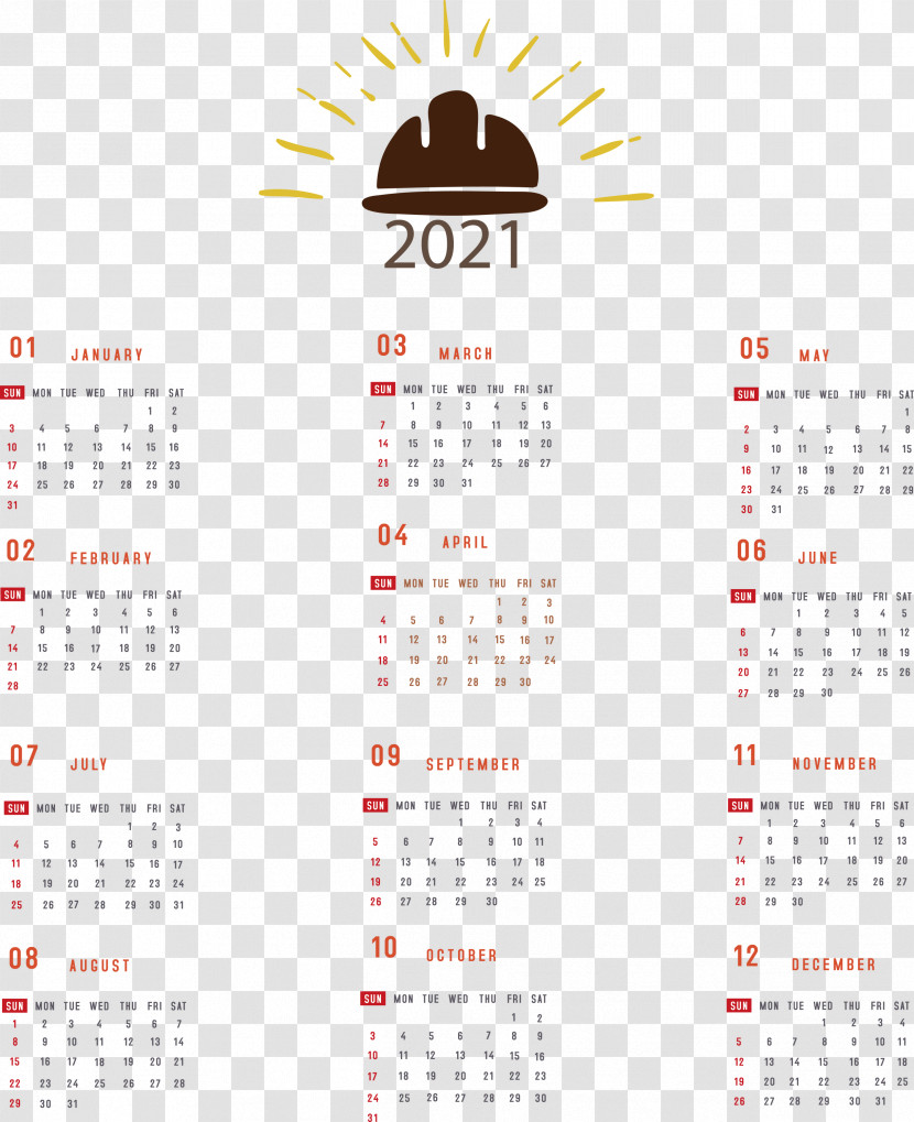 Printable 2021 Yearly Calendar 2021 Yearly Calendar Transparent PNG