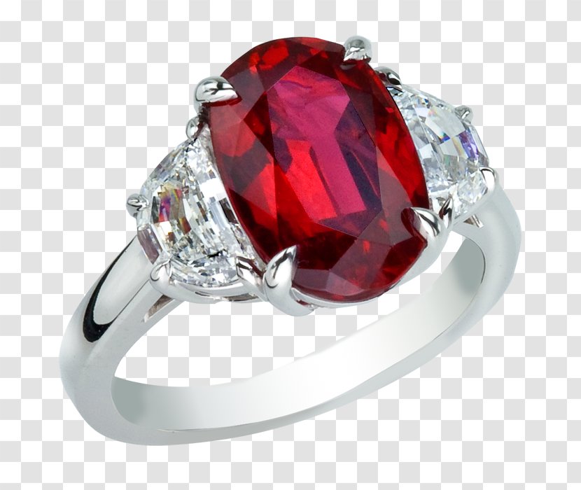 Ruby Engagement Ring Diamond Gemstone - Birthstone Transparent PNG
