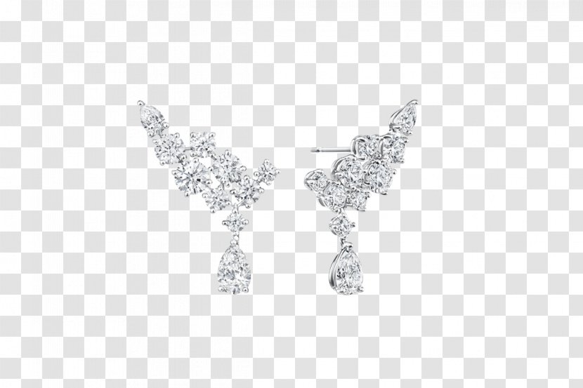 Earring Jewellery Diamond Harry Winston, Inc. Gemstone - Black And White Transparent PNG