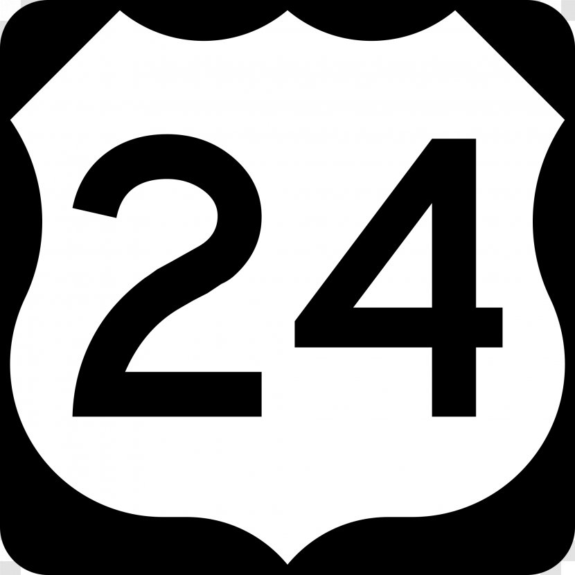 U.S. Route 24 In Illinois Interstate 25 Road US Numbered Highways - Traffic Sign Transparent PNG