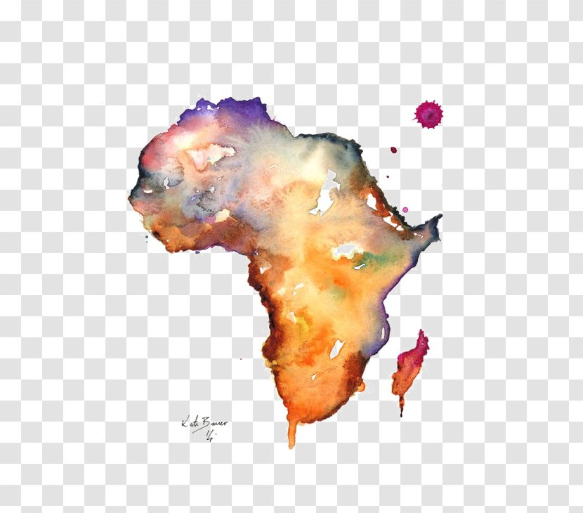 The Continent Of Africa Map Watercolor Painting - Paint Transparent PNG
