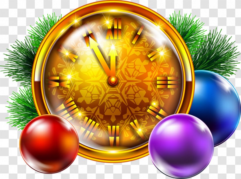 Christmas Decoration Clock Clip Art - New Year - Transparent Golden With Clipart Transparent PNG