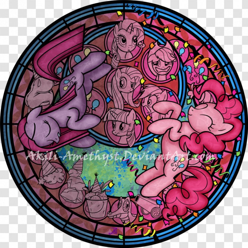 Pinkie Pie Pony Window Twilight Sparkle Applejack - Heart - Stained Transparent PNG