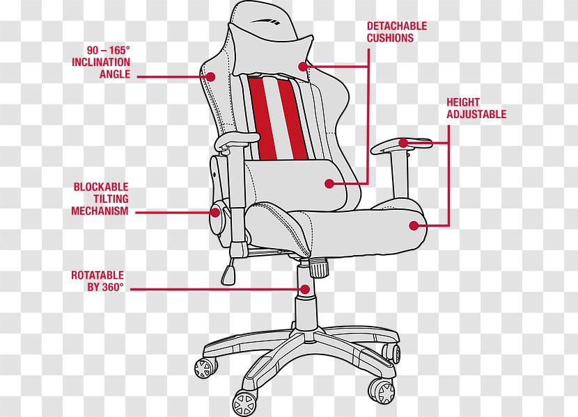 Gaming Chair Video Game Wing Fauteuil - Drawing Transparent PNG