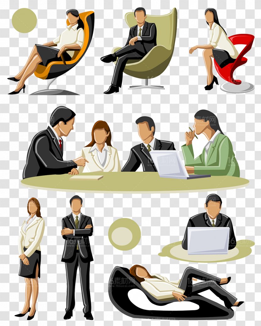 Royalty-free Illustration - White Collar Worker - Cartoon Business People Vector Material Transparent PNG