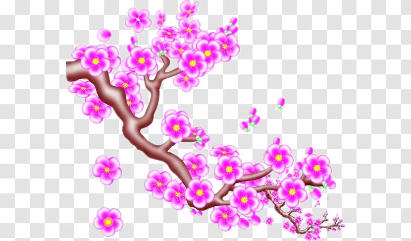Plum Blossom Red - Painting - Pink Tree Transparent PNG