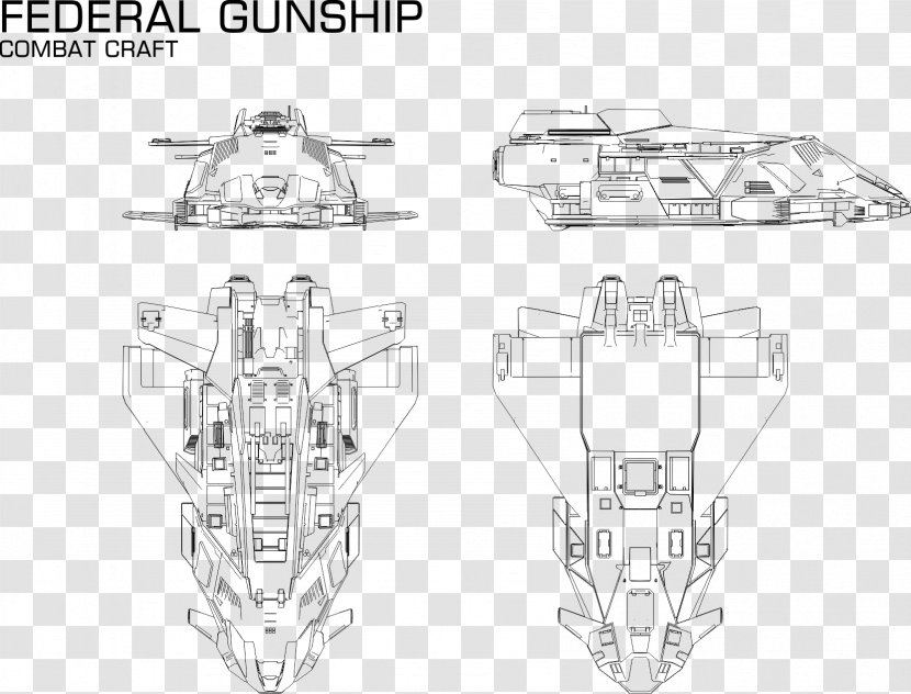 Elite Dangerous: Horizons Gunship Drawing Line Art Sketch - Auto Part - Diagram Transparent PNG