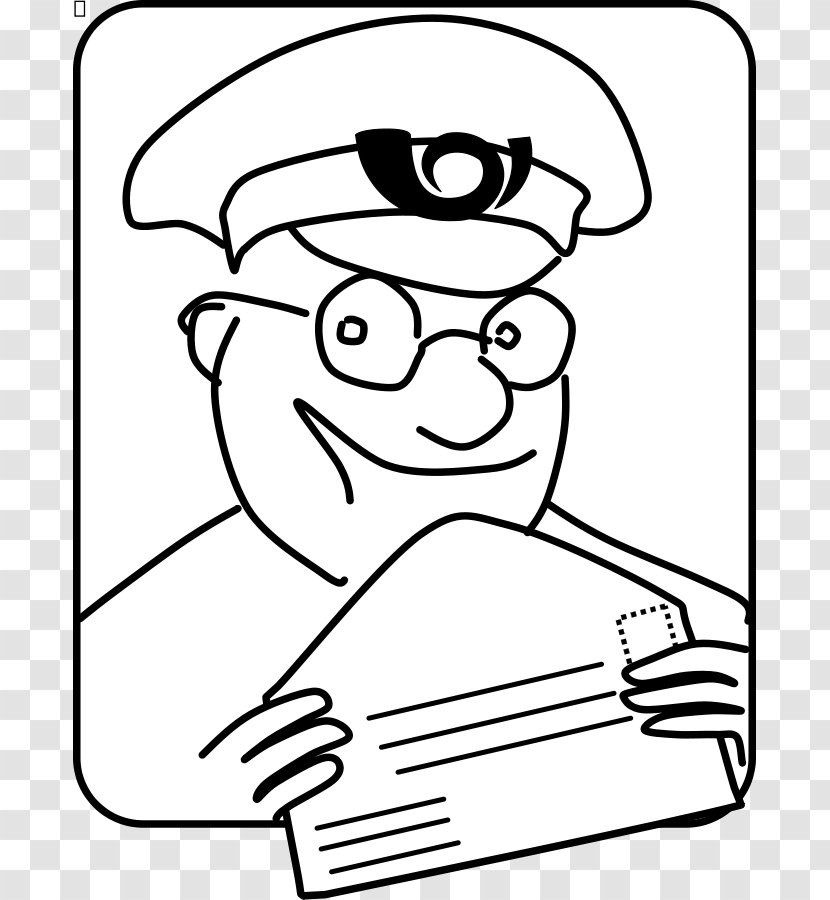 Drawing Mail Carrier Illustration - Silhouette - Snowman Face Clipart Transparent PNG