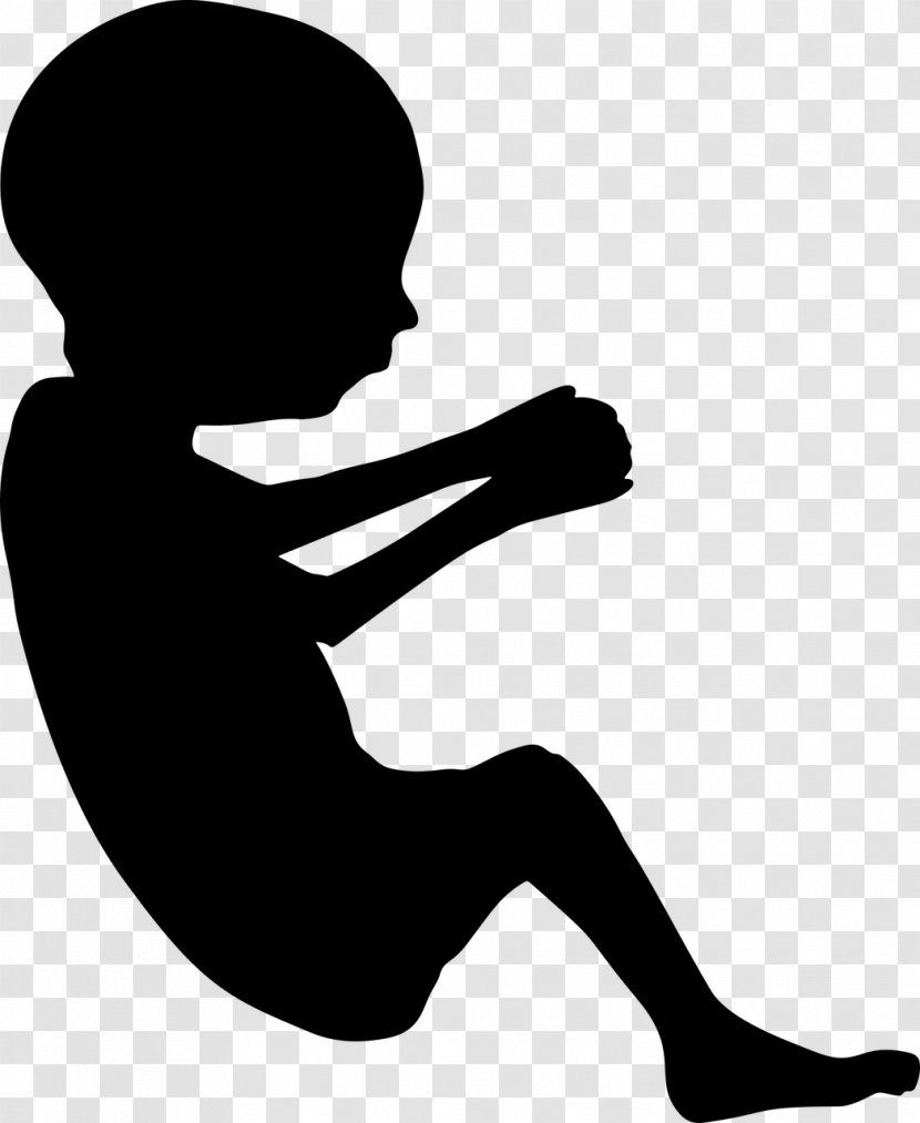 Fetus Infant Pregnancy Silhouette Clip Art - Black And White Transparent PNG