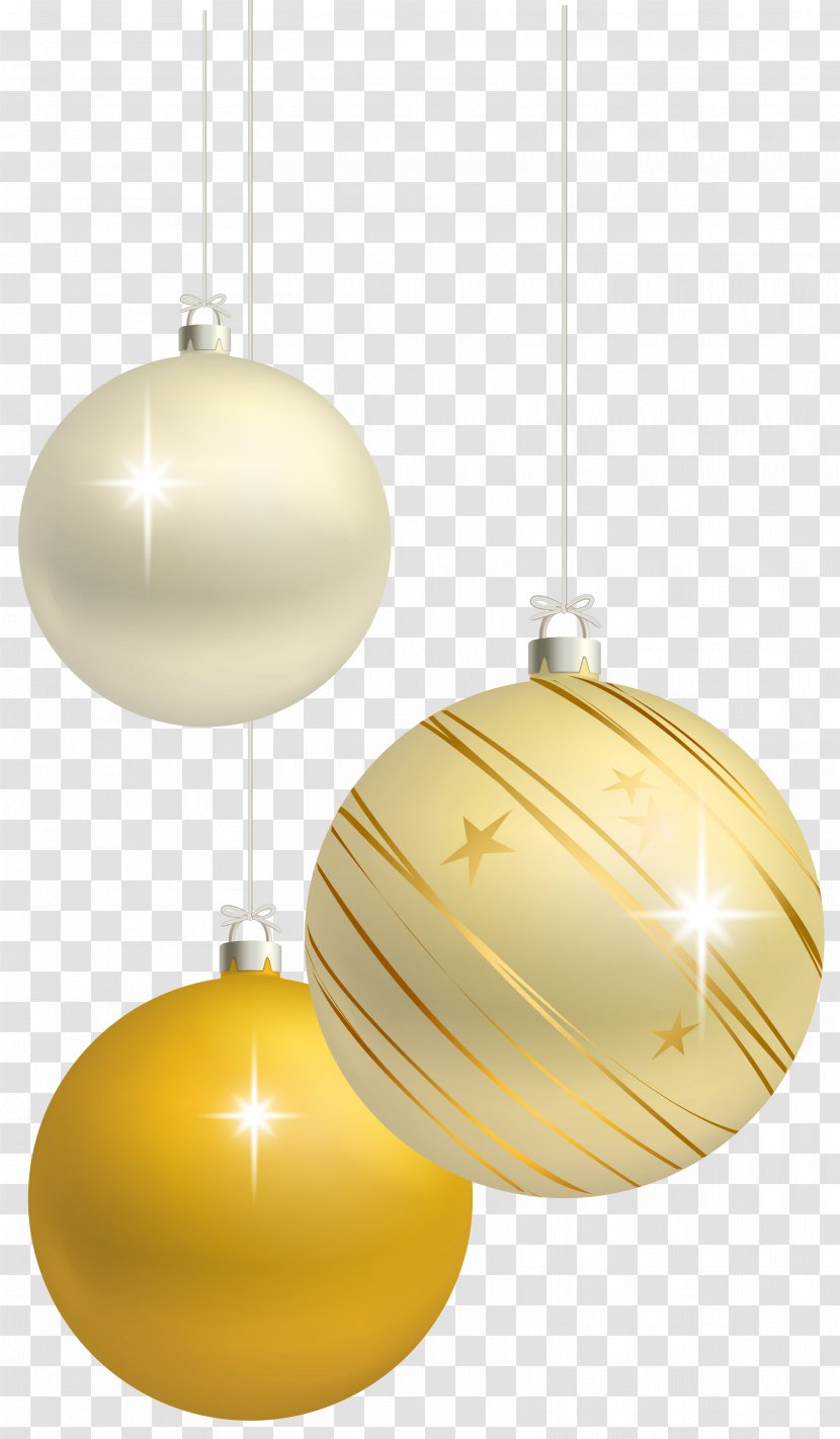 Christmas Ornament Clip Art - Ball - White And Yellow Balls Decoration Clipart Image Transparent PNG