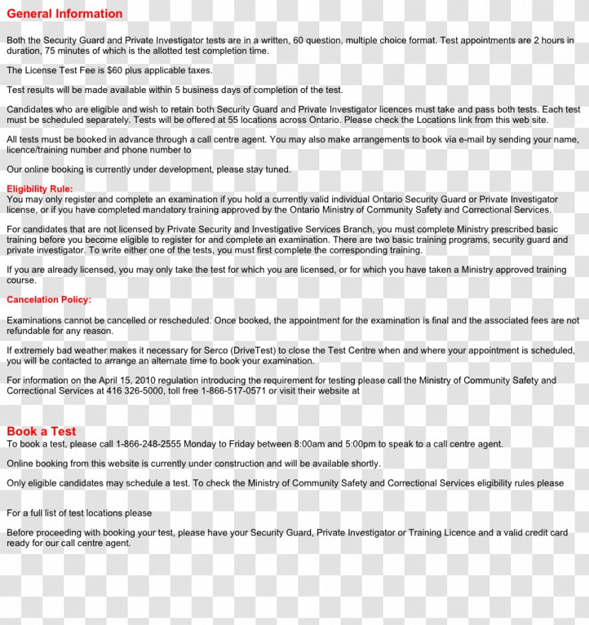 Document Test Security Guard Résumé Certification - Area - Private Appointment Transparent PNG