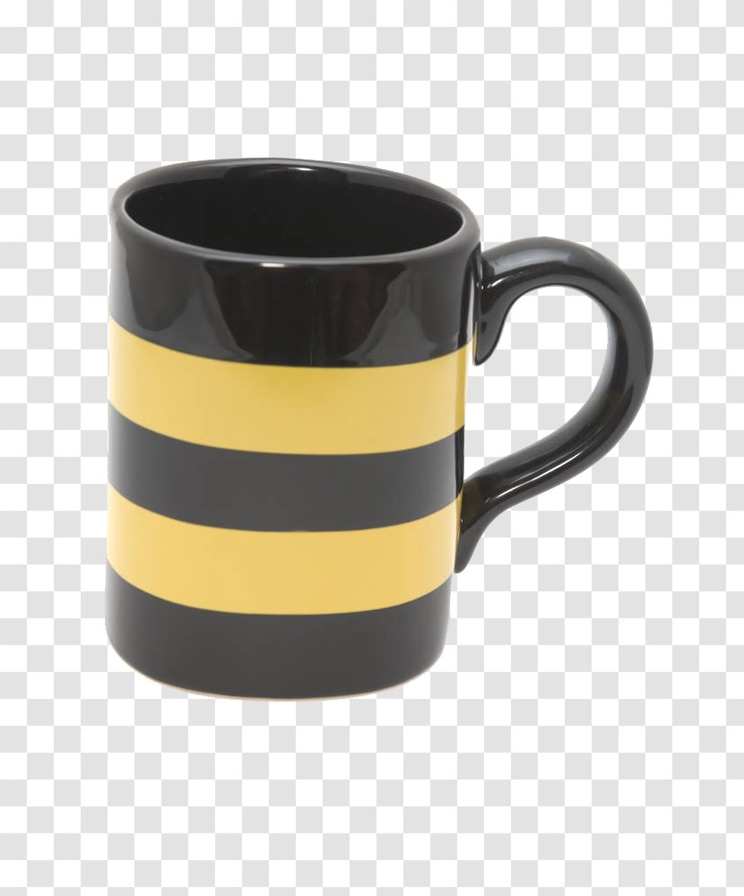 Cup Yellow Glass - Mug - Black Striped Drinking Transparent PNG