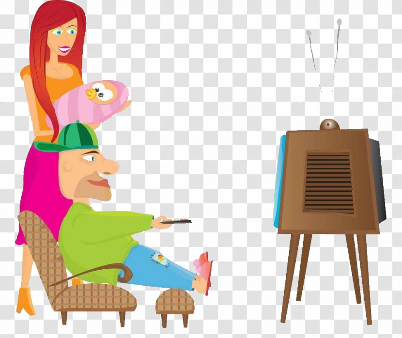 Television Royalty-free Photography Clip Art - Furniture - Family Members Watch TV Together Transparent PNG