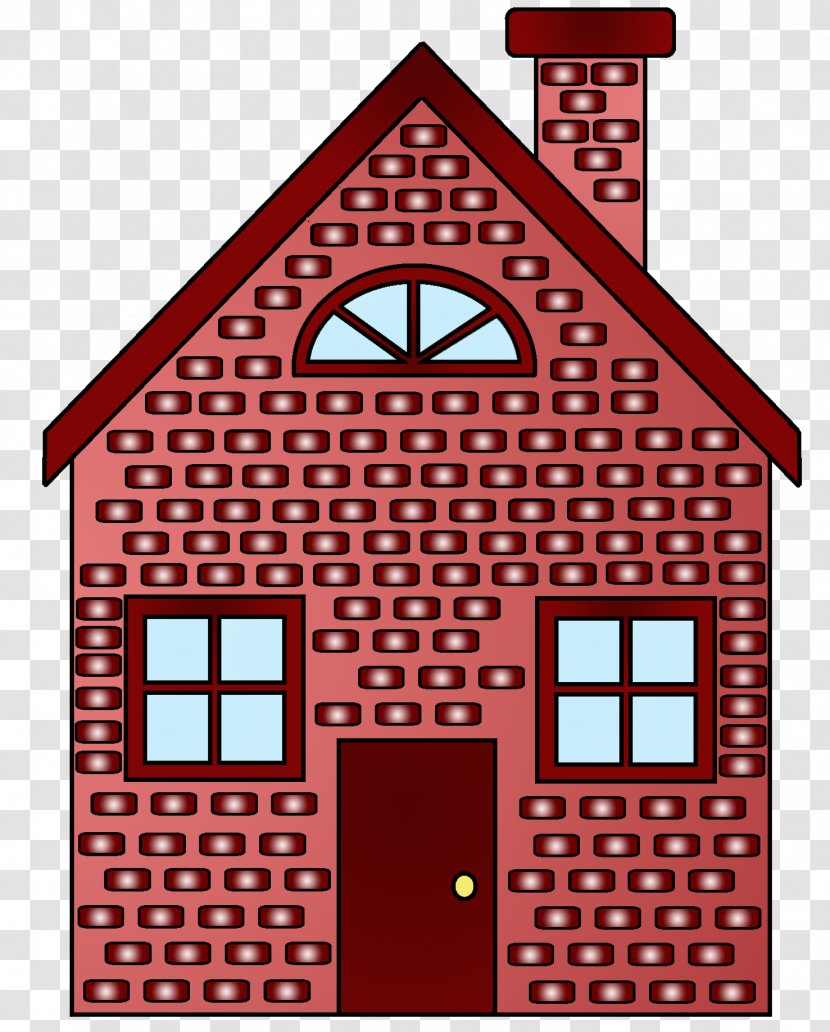 Building Brick House Clip Art - Red Transparent PNG