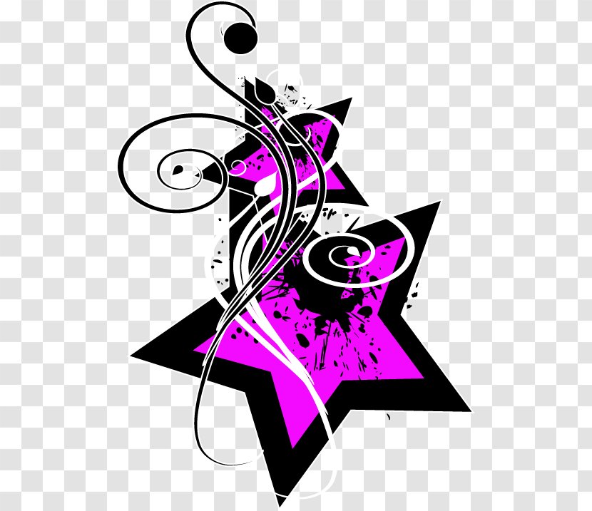 Purple Pentagram Clip Art - Fivepointed Star - Hand-painted Pattern Black Edge Transparent PNG