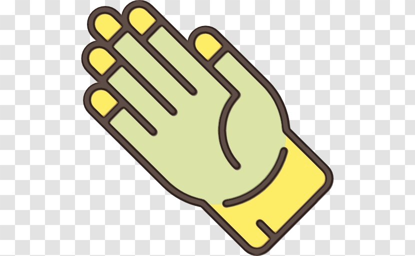 Yellow Personal Protective Equipment Safety Glove Hand Clip Art - Wet Ink - Thumb Finger Transparent PNG