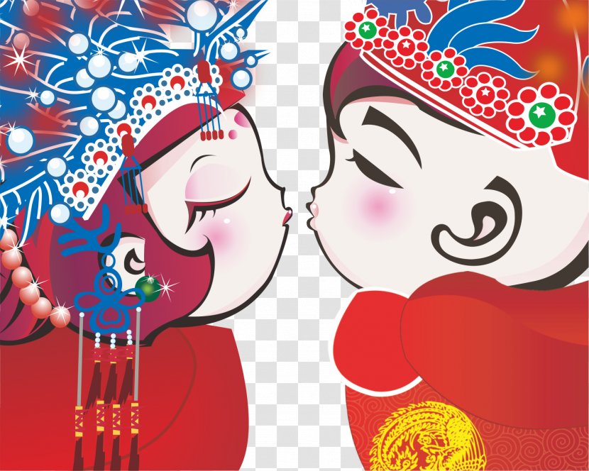 Poster Marriage Publicity - Red - China Wind Bride And Groom Transparent PNG