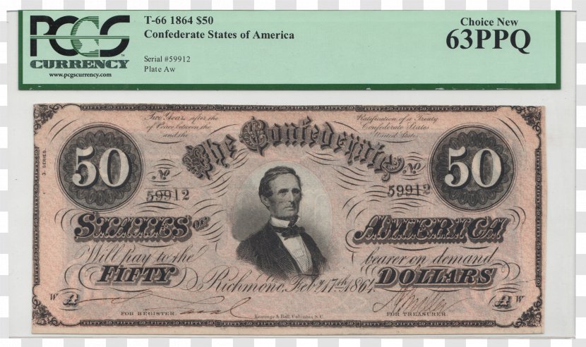 Confederate States Of America Dollar Banknote Money Currency Transparent PNG