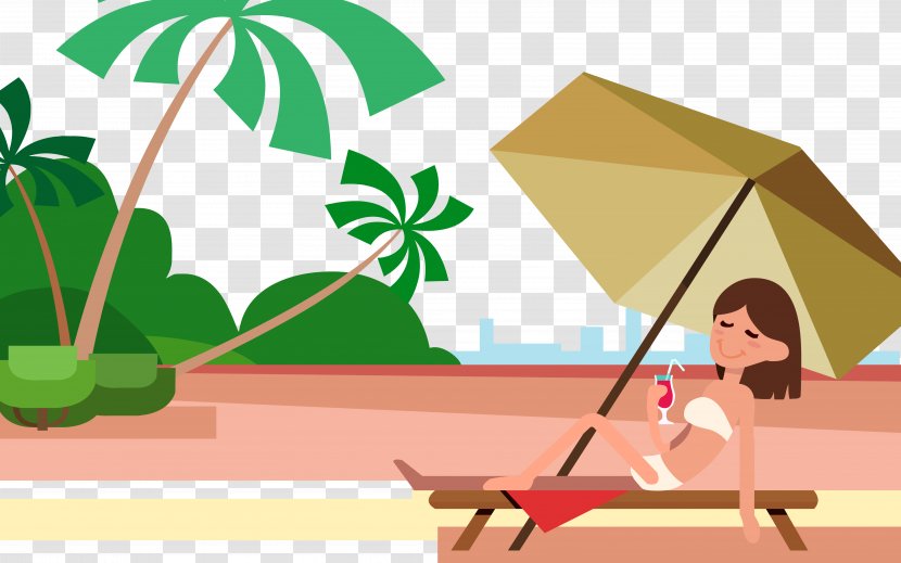 Beach Auringonotto Illustration - Sunbathing Vector Transparent PNG