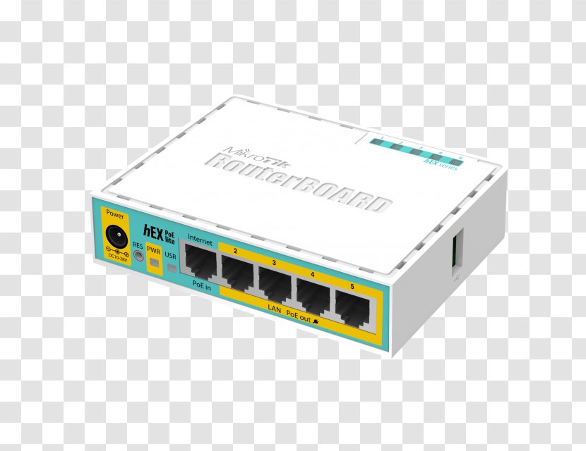 Power Over Ethernet MikroTik RouterBOARD HEX Lite RB750UPr2 - Hub - USB Transparent PNG