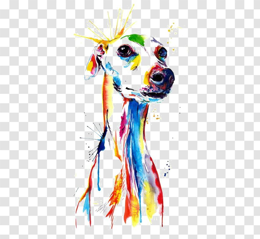 Whippet Italian Greyhound Lurcher Watercolor Painting - Drawing - Puppy Transparent PNG