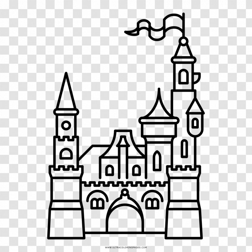 Coloring Book Drawing Castle Black And White Sand Art Play - Line Transparent PNG