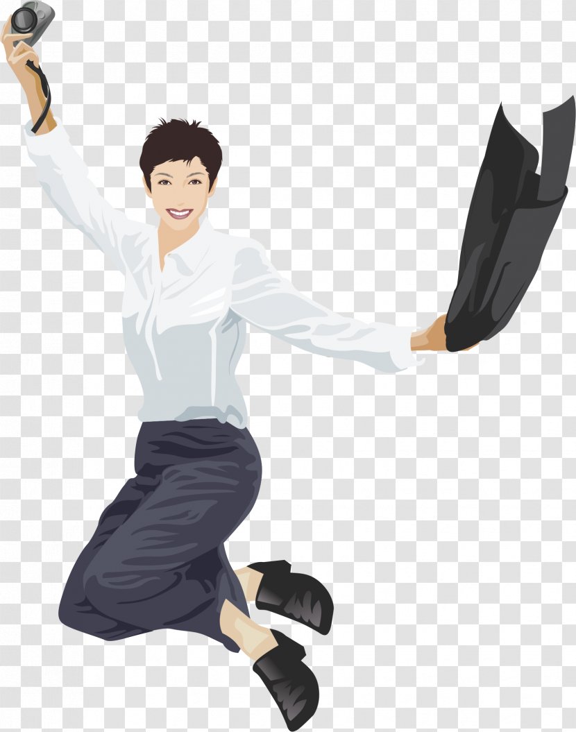 Illustration - Cartoon - Happy Cheering Professional Women Transparent PNG