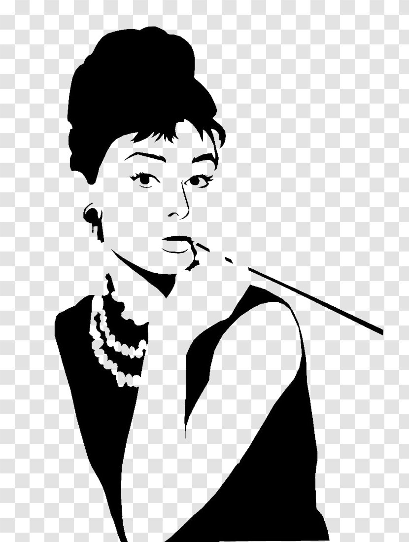 Audrey Hepburn Stencil Breakfast At Tiffany's Gigi Wall Decal - Watercolor - Tree Transparent PNG