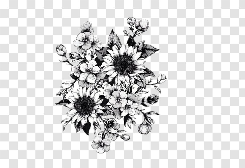 Bouquet Of Flowers Drawing - Style Sunflower Transparent PNG