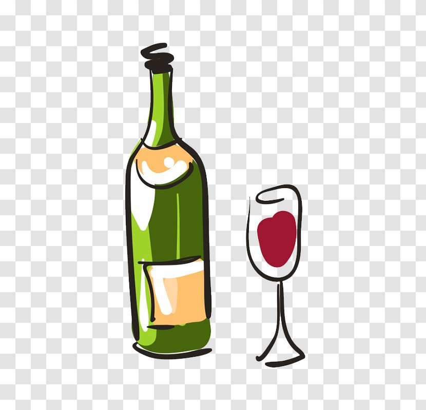 Red Wine Champagne Coq Au Vin Beer - Drink - Bottle Cartoon Transparent PNG