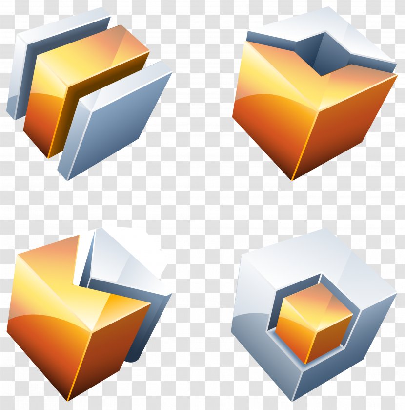 Geometry Geometric Shape 3D Computer Graphics - Yellow - Vector Cube Transparent PNG