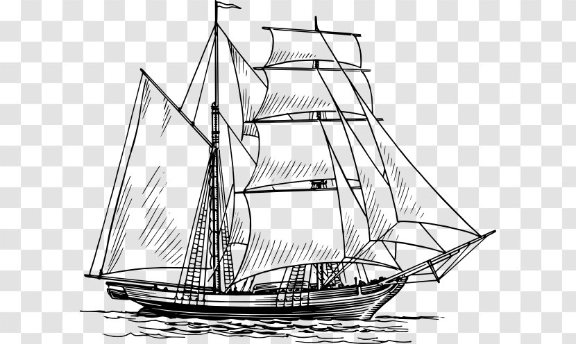 Drawing Sailboat Sailing Ship - Schooner - Old Ships Transparent PNG