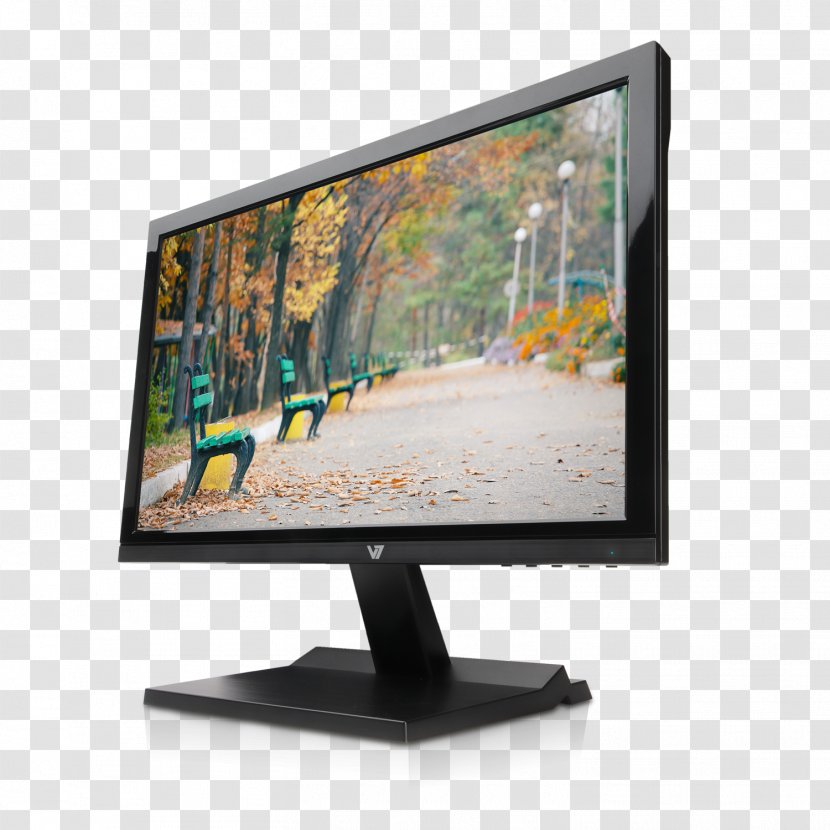 LED-backlit LCD Computer Monitors V7 LED Monitor L23600WHS Liquid-crystal Display - Television - Led Backlit Lcd Transparent PNG