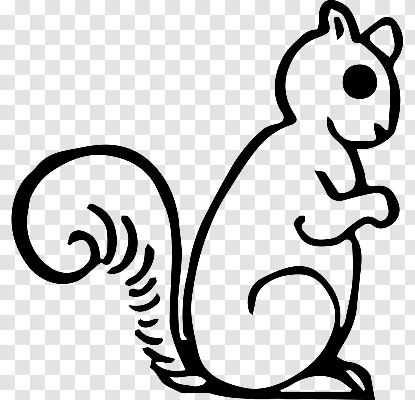 Cat Squirrel Chipmunk Rodent Clip Art - Black And White - Sky Transparent PNG