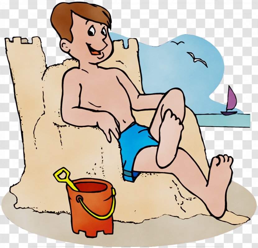 Cartoon Leg Sitting Play - Watercolor Transparent PNG