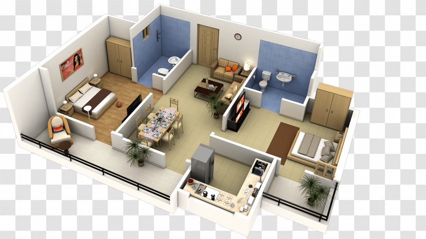 3D Floor Plan House Bedroom - Apartment Transparent PNG