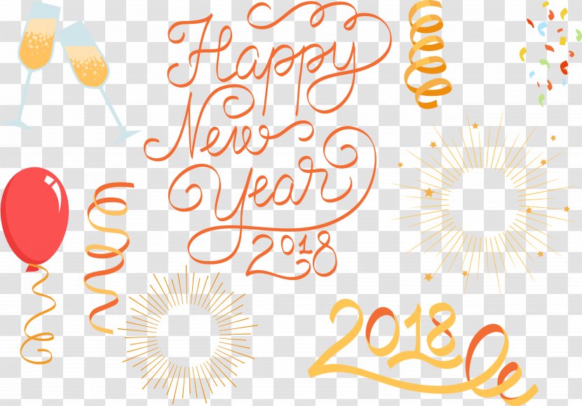 New Year Fireworks - Text - Celebrate 2018 Transparent PNG