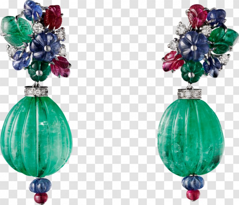 Emerald Earring Jewellery Cartier Sapphire - Earrings Transparent PNG