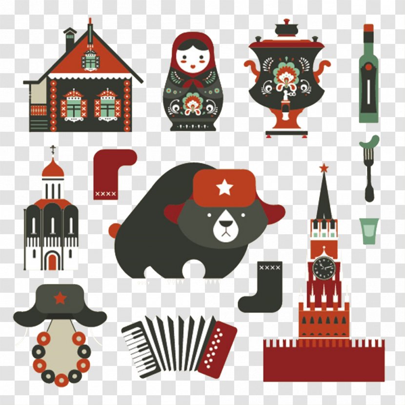 Russian Icons Clip Art - Watercolor - Bear Sets Her House Transparent PNG