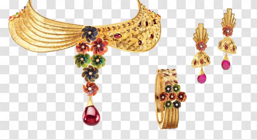 Earring Necklace Gemstone Choker Gold - Bracelet Transparent PNG