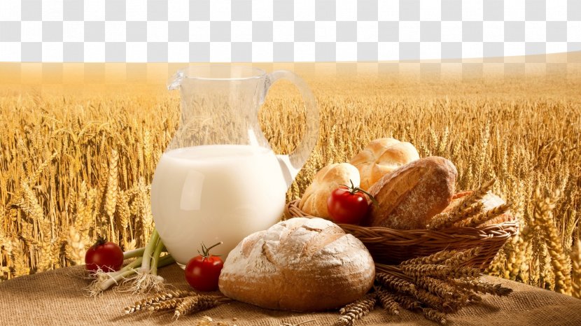 Milk Breakfast Cereal Bread Baguette - Grass Family - Wheat Background Transparent PNG