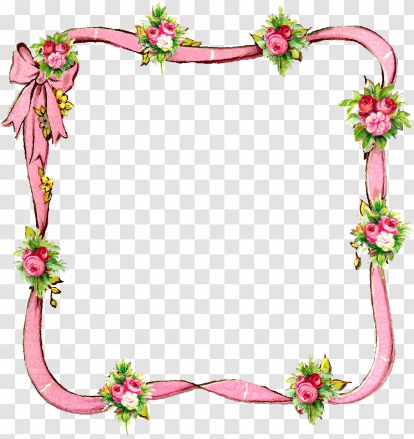 Pink Flower Frame - Decorative Borders - Heart Transparent PNG