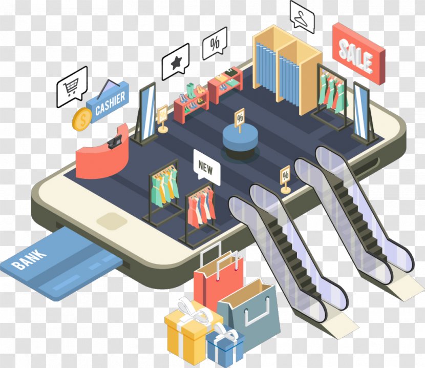 Shopping Mobile App Development Web Retail - Isometric Business Element Transparent PNG