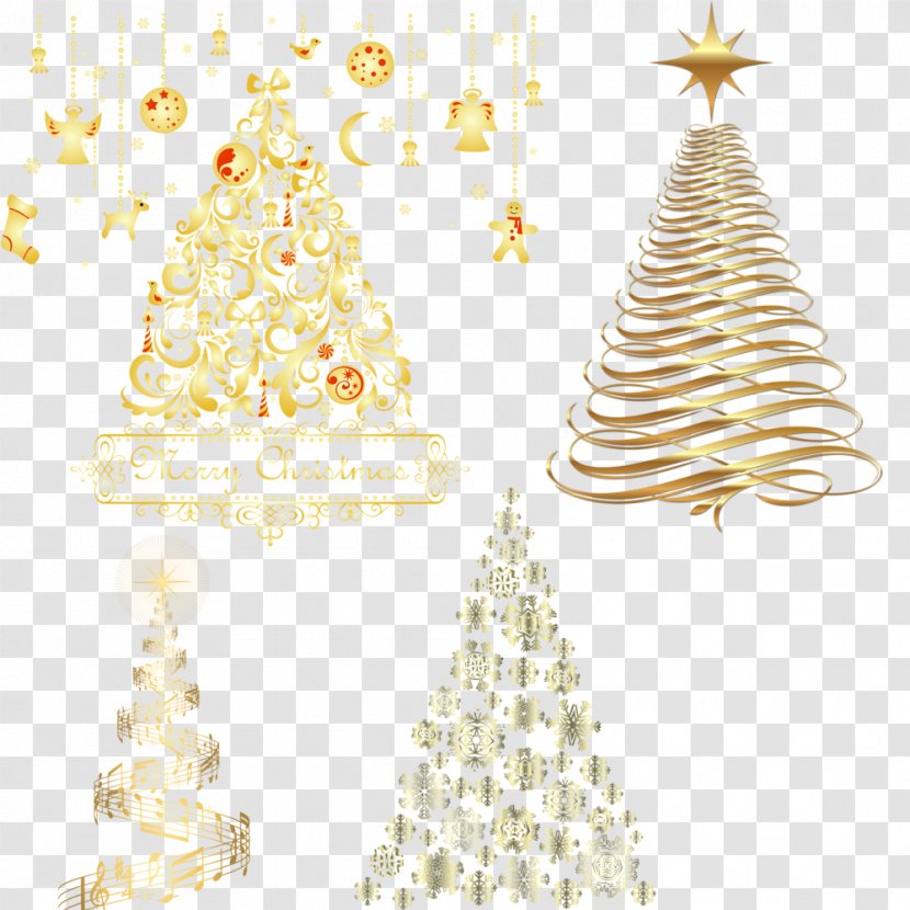 Golden Creative Christmas Tree - Snowflake Transparent PNG