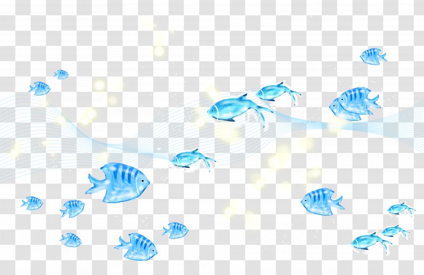 Blue Graphic Design Rendering - Ink Wash Painting - Crystal Fish Background Transparent PNG