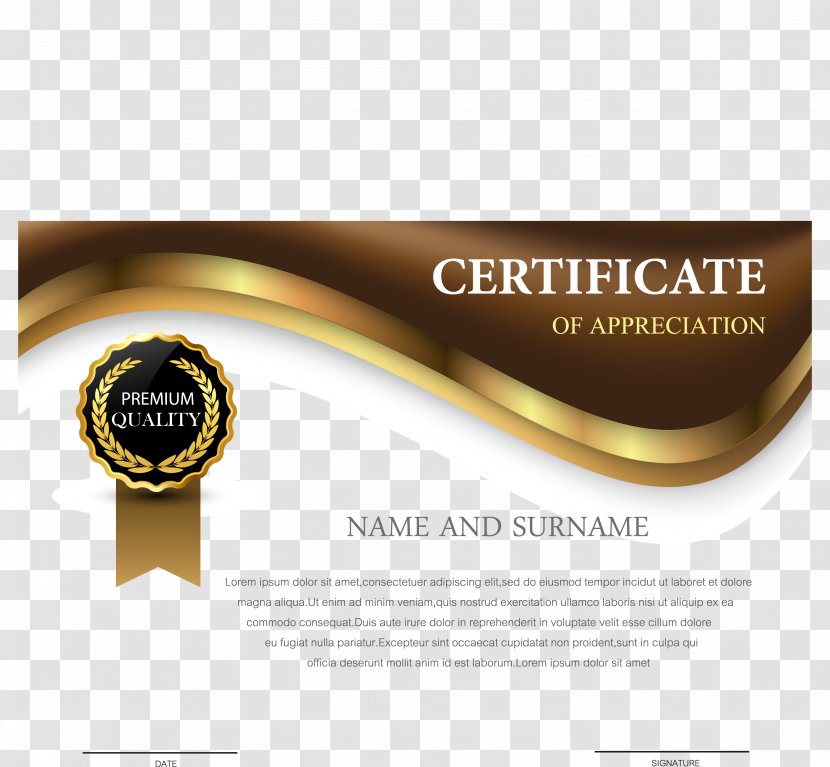 Download - Brand - Gold HighEnd Atmosphere English Certificate Transparent PNG