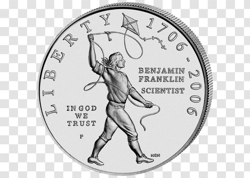 United States Of America Dollar Coin Scientist Benjamin Franklin Drawing Electricity From The Sky - Onedollar Bill Transparent PNG