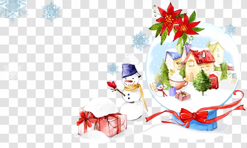 Christmas Ornament Gift Snowman Illustration - Snow - Next To A Crystal Ball In The House Transparent PNG